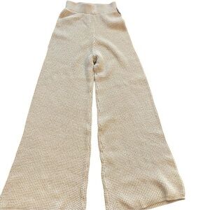 Sincerely Jules Women’s Cream Knit Wide-Leg Very Long Lounge Pants Cozy New XS-S